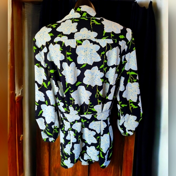 500 Maison Cinqcent Floral Belted Light Flowy Open Front Coat Jacket Sz XL - Picture 3 of 12
